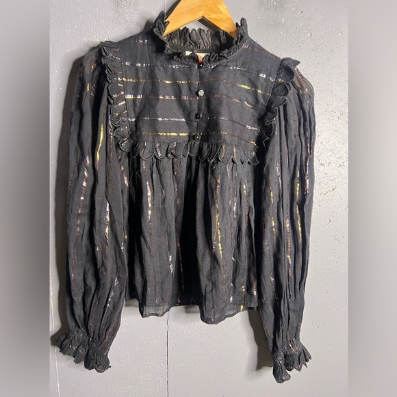 FARM RIO Metallic Striped Ruffle Top in size XS - Picture 5 of 12